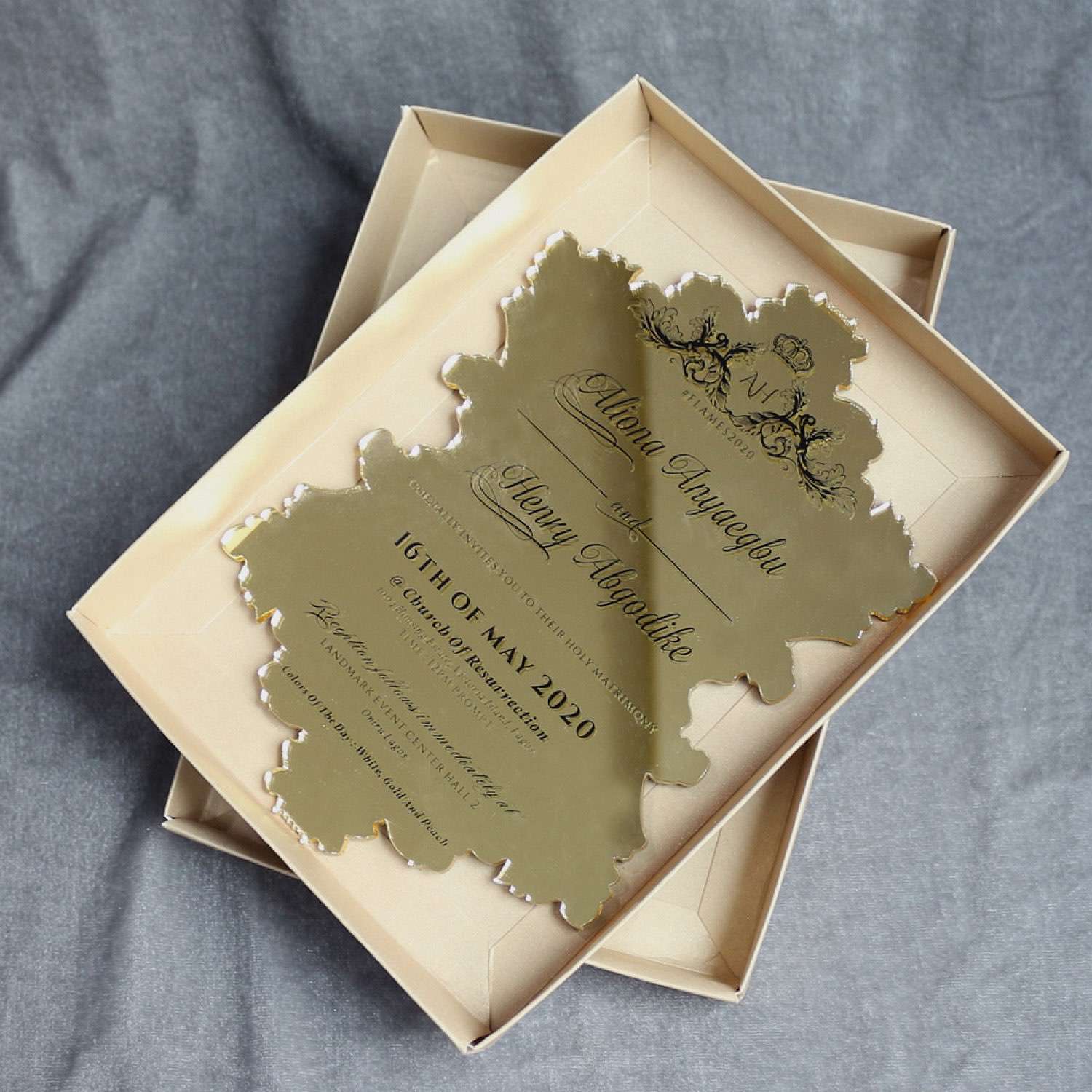 Gold Mirror  Acrylic Invitation Card With Box New Invitation Card